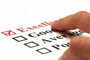 Check boxes next to words excellent, good, average, poor Quality checklist